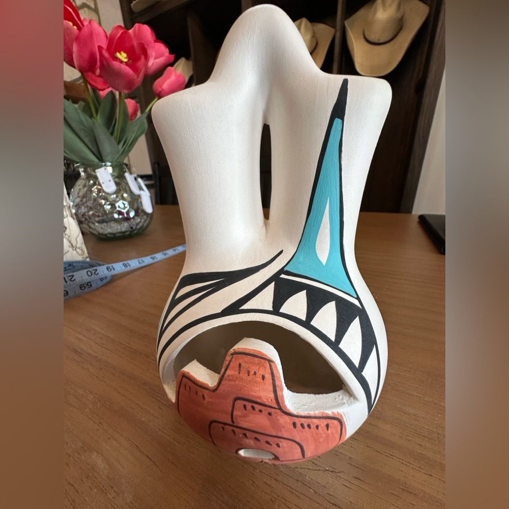 Pueblo with Black & Turquoise Accents Vase